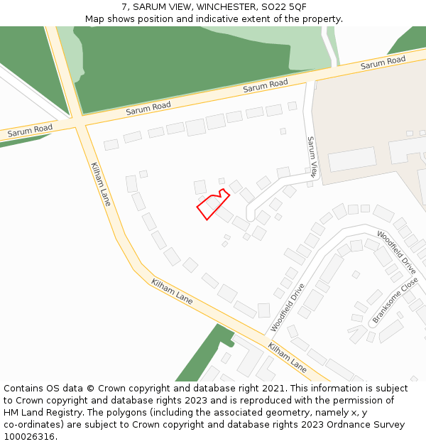 7, SARUM VIEW, WINCHESTER, SO22 5QF: Location map and indicative extent of plot