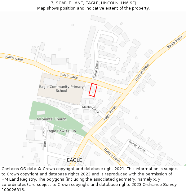 7, SCARLE LANE, EAGLE, LINCOLN, LN6 9EJ: Location map and indicative extent of plot