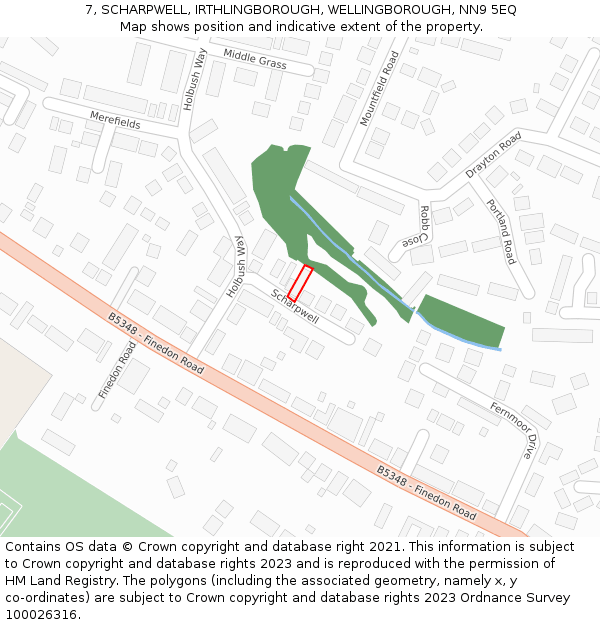 7, SCHARPWELL, IRTHLINGBOROUGH, WELLINGBOROUGH, NN9 5EQ: Location map and indicative extent of plot