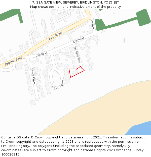 7, SEA GATE VIEW, SEWERBY, BRIDLINGTON, YO15 1ET: Location map and indicative extent of plot