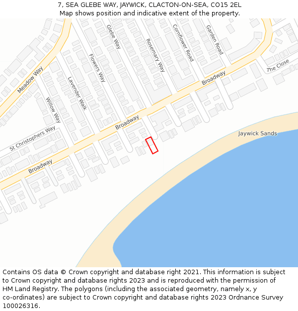 7, SEA GLEBE WAY, JAYWICK, CLACTON-ON-SEA, CO15 2EL: Location map and indicative extent of plot