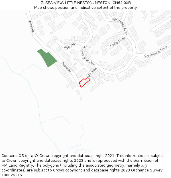 7, SEA VIEW, LITTLE NESTON, NESTON, CH64 0XB: Location map and indicative extent of plot