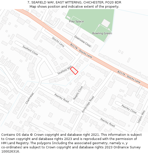 7, SEAFIELD WAY, EAST WITTERING, CHICHESTER, PO20 8DR: Location map and indicative extent of plot