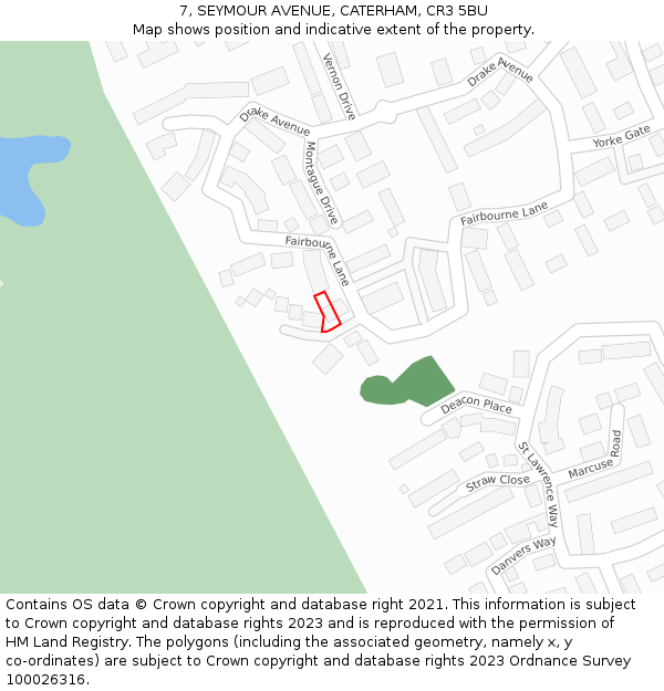 7, SEYMOUR AVENUE, CATERHAM, CR3 5BU: Location map and indicative extent of plot