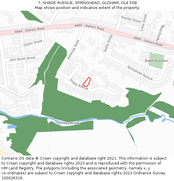 7, SHADE AVENUE, SPRINGHEAD, OLDHAM, OL4 5SB: Location map and indicative extent of plot