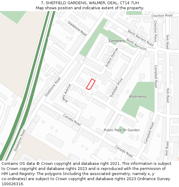 7, SHEFFIELD GARDENS, WALMER, DEAL, CT14 7UH: Location map and indicative extent of plot