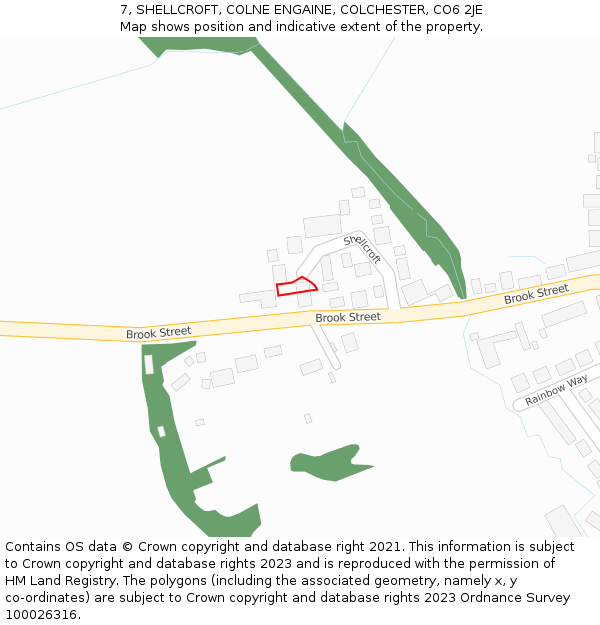 7, SHELLCROFT, COLNE ENGAINE, COLCHESTER, CO6 2JE: Location map and indicative extent of plot