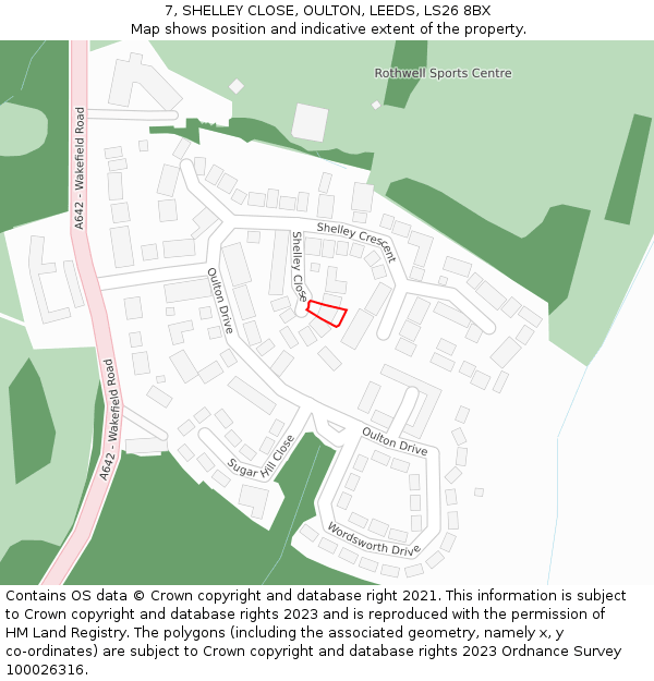 7, SHELLEY CLOSE, OULTON, LEEDS, LS26 8BX: Location map and indicative extent of plot