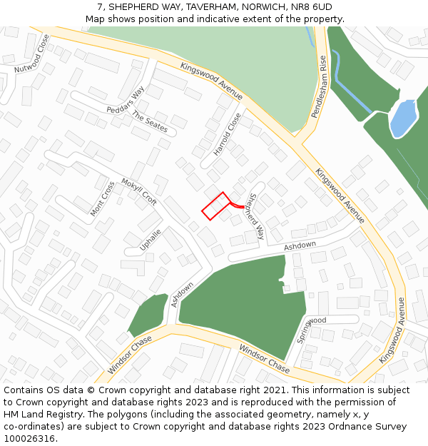 7, SHEPHERD WAY, TAVERHAM, NORWICH, NR8 6UD: Location map and indicative extent of plot