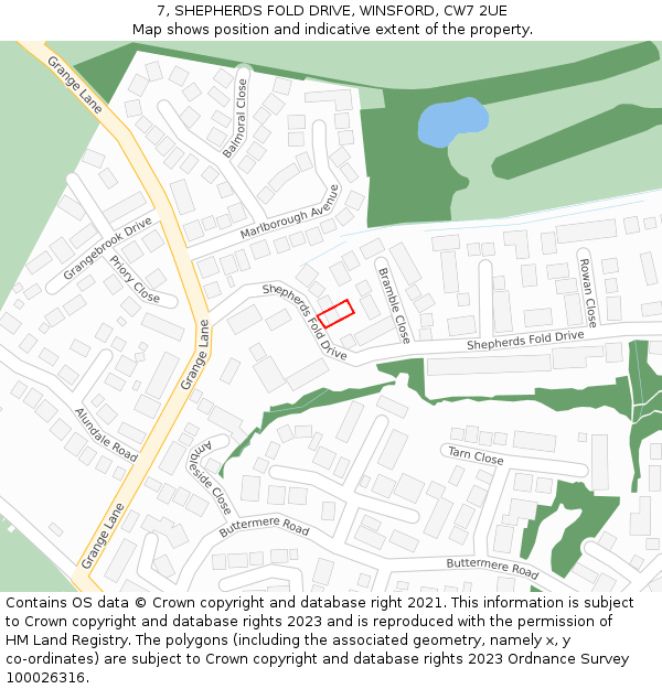 7, SHEPHERDS FOLD DRIVE, WINSFORD, CW7 2UE: Location map and indicative extent of plot