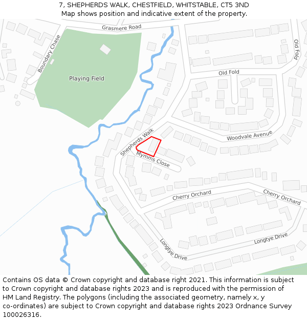 7, SHEPHERDS WALK, CHESTFIELD, WHITSTABLE, CT5 3ND: Location map and indicative extent of plot