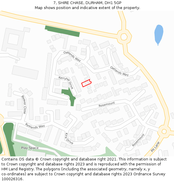 7, SHIRE CHASE, DURHAM, DH1 5GP: Location map and indicative extent of plot