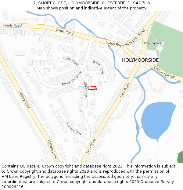 7, SHORT CLOSE, HOLYMOORSIDE, CHESTERFIELD, S42 7HA: Location map and indicative extent of plot