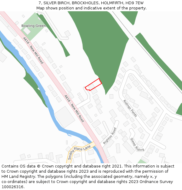 7, SILVER BIRCH, BROCKHOLES, HOLMFIRTH, HD9 7EW: Location map and indicative extent of plot