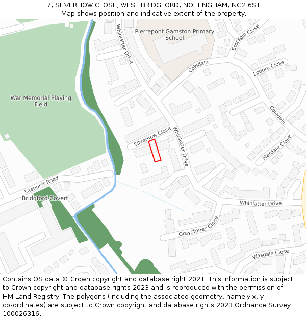 7, SILVERHOW CLOSE, WEST BRIDGFORD, NOTTINGHAM, NG2 6ST: Location map and indicative extent of plot