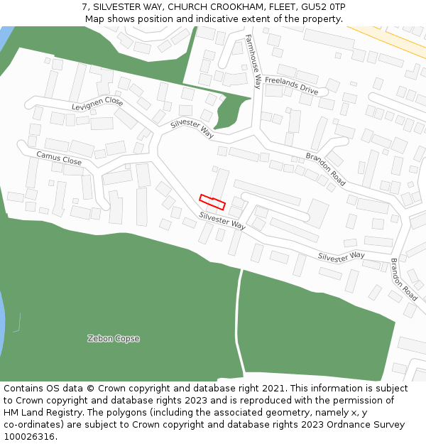 7, SILVESTER WAY, CHURCH CROOKHAM, FLEET, GU52 0TP: Location map and indicative extent of plot