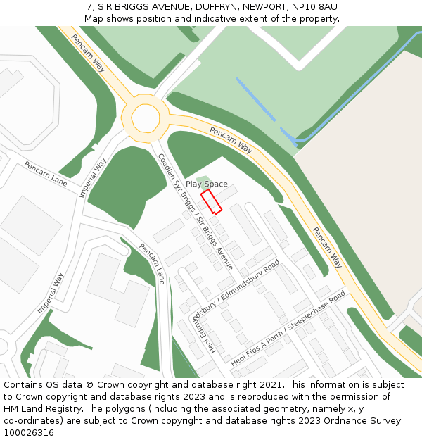 7, SIR BRIGGS AVENUE, DUFFRYN, NEWPORT, NP10 8AU: Location map and indicative extent of plot