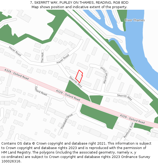 7, SKERRITT WAY, PURLEY ON THAMES, READING, RG8 8DD: Location map and indicative extent of plot