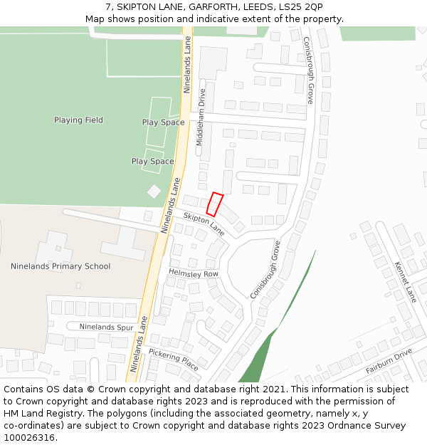 7, SKIPTON LANE, GARFORTH, LEEDS, LS25 2QP: Location map and indicative extent of plot