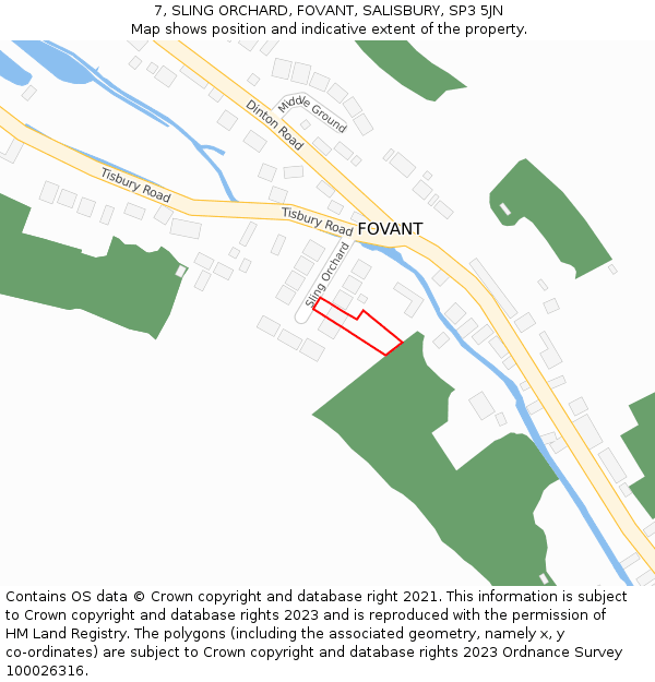 7, SLING ORCHARD, FOVANT, SALISBURY, SP3 5JN: Location map and indicative extent of plot
