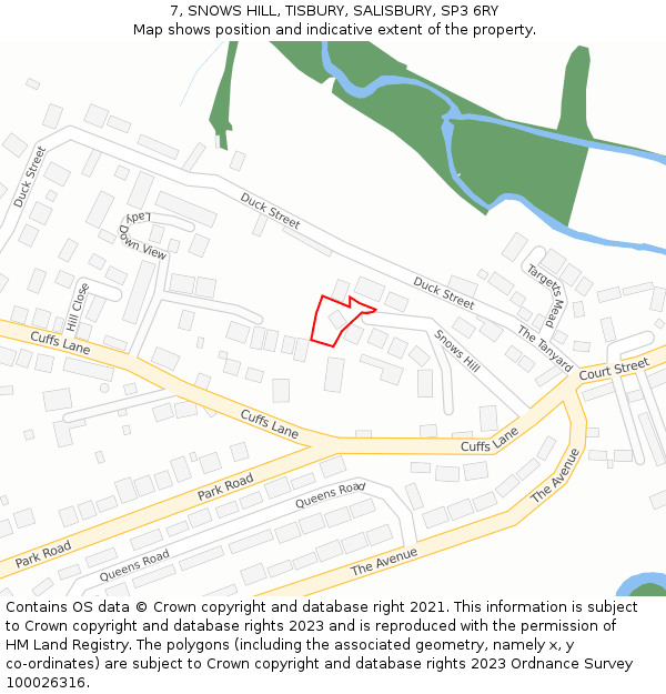 7, SNOWS HILL, TISBURY, SALISBURY, SP3 6RY: Location map and indicative extent of plot