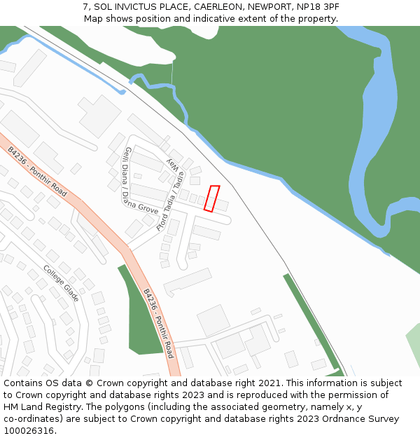 7, SOL INVICTUS PLACE, CAERLEON, NEWPORT, NP18 3PF: Location map and indicative extent of plot