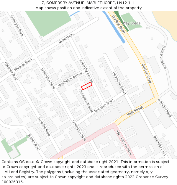 7, SOMERSBY AVENUE, MABLETHORPE, LN12 1HH: Location map and indicative extent of plot