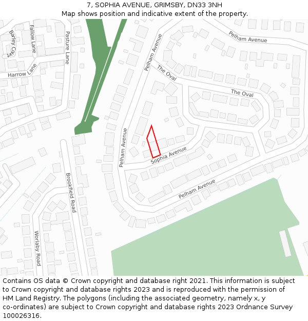 7, SOPHIA AVENUE, GRIMSBY, DN33 3NH: Location map and indicative extent of plot
