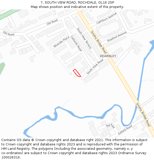 7, SOUTH VIEW ROAD, ROCHDALE, OL16 2SP: Location map and indicative extent of plot