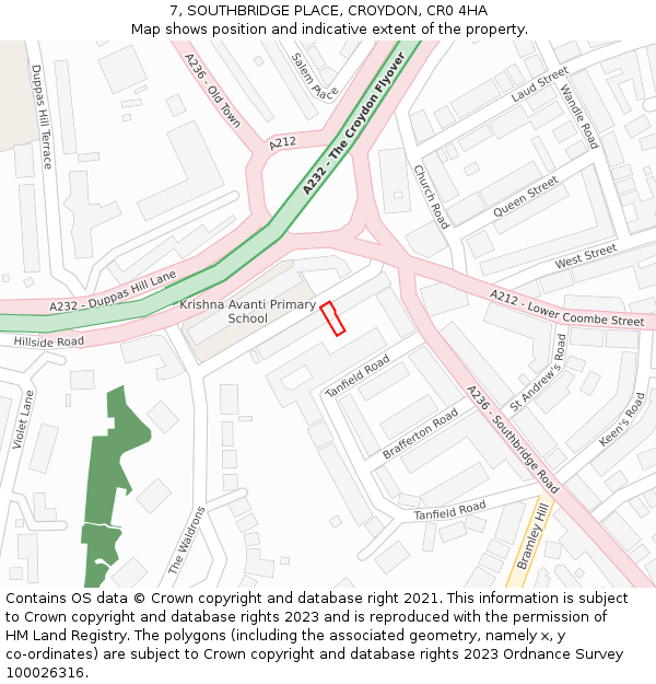 7, SOUTHBRIDGE PLACE, CROYDON, CR0 4HA: Location map and indicative extent of plot