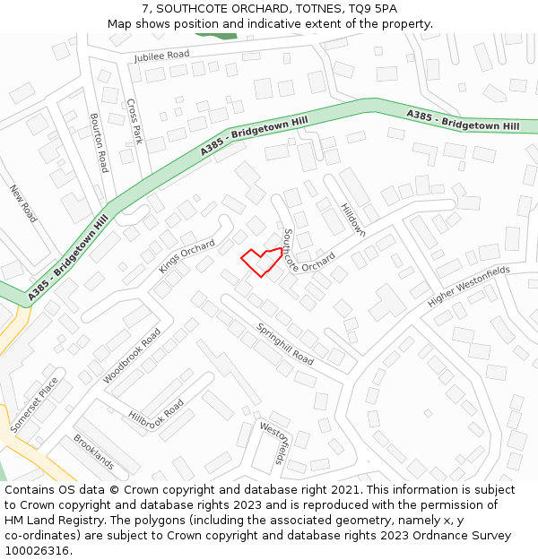 7, SOUTHCOTE ORCHARD, TOTNES, TQ9 5PA: Location map and indicative extent of plot