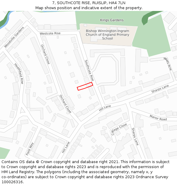 7, SOUTHCOTE RISE, RUISLIP, HA4 7LN: Location map and indicative extent of plot