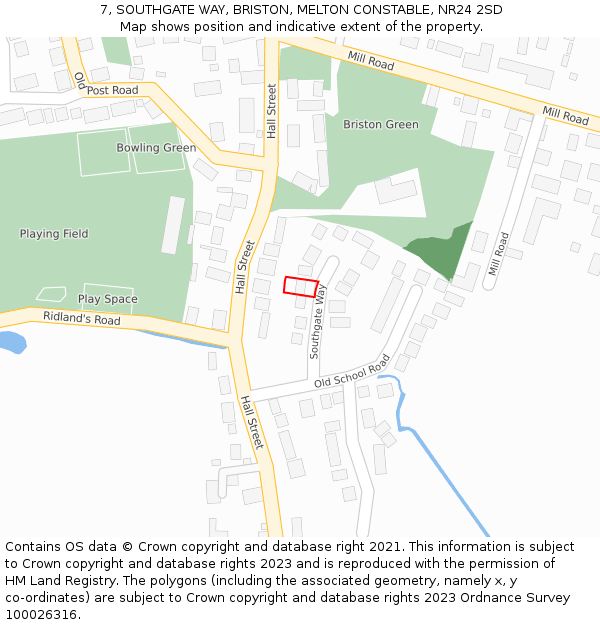 7, SOUTHGATE WAY, BRISTON, MELTON CONSTABLE, NR24 2SD: Location map and indicative extent of plot