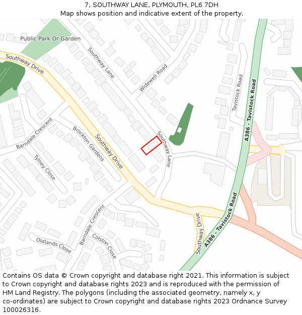 7, SOUTHWAY LANE, PLYMOUTH, PL6 7DH: Location map and indicative extent of plot