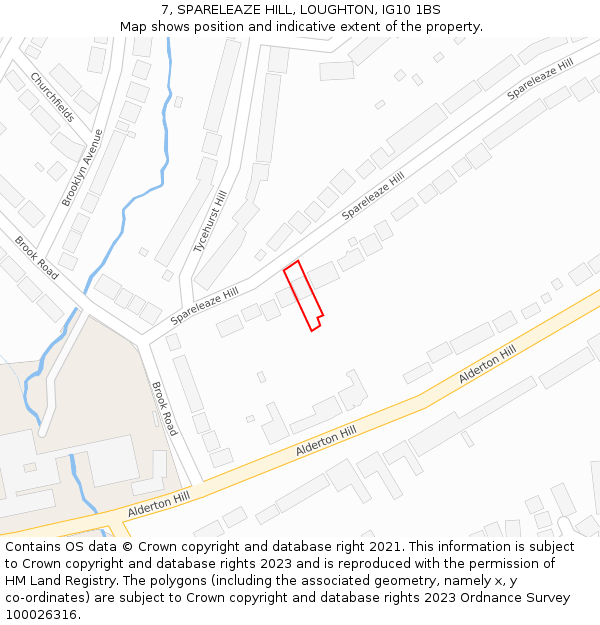 7, SPARELEAZE HILL, LOUGHTON, IG10 1BS: Location map and indicative extent of plot