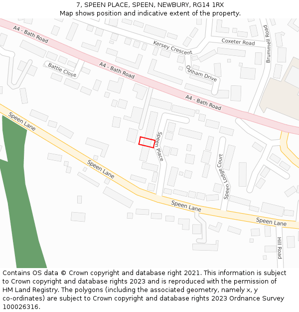 7, SPEEN PLACE, SPEEN, NEWBURY, RG14 1RX: Location map and indicative extent of plot