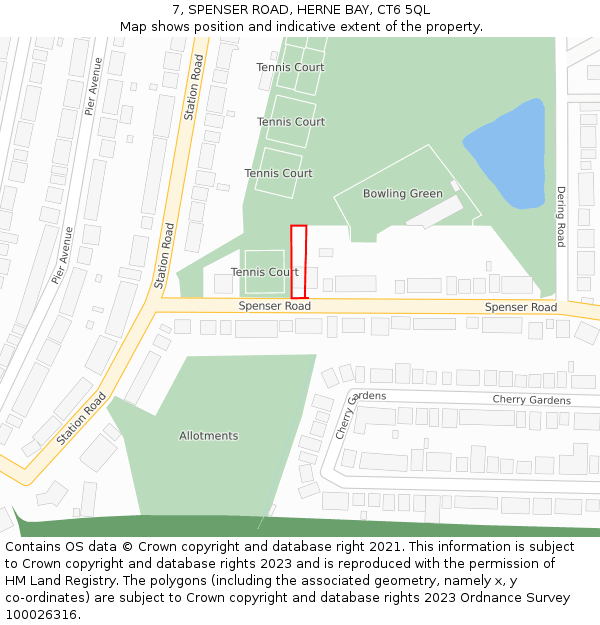 7, SPENSER ROAD, HERNE BAY, CT6 5QL: Location map and indicative extent of plot