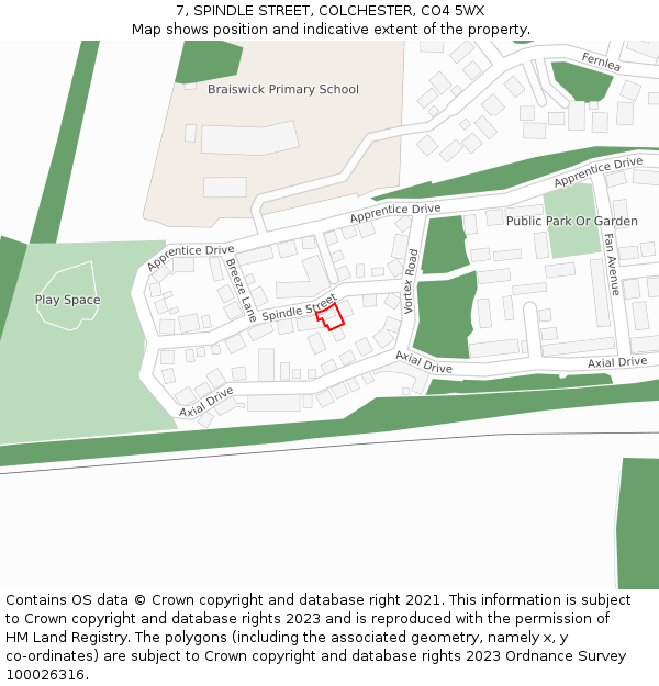 7, SPINDLE STREET, COLCHESTER, CO4 5WX: Location map and indicative extent of plot