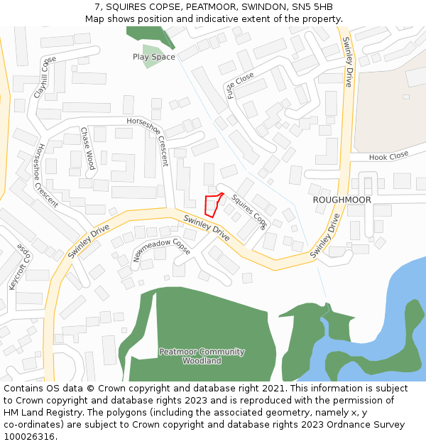 7, SQUIRES COPSE, PEATMOOR, SWINDON, SN5 5HB: Location map and indicative extent of plot