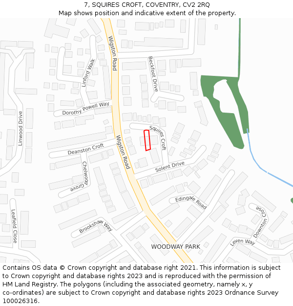 7, SQUIRES CROFT, COVENTRY, CV2 2RQ: Location map and indicative extent of plot