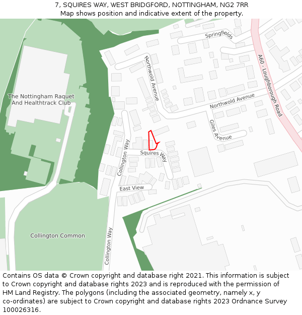 7, SQUIRES WAY, WEST BRIDGFORD, NOTTINGHAM, NG2 7RR: Location map and indicative extent of plot