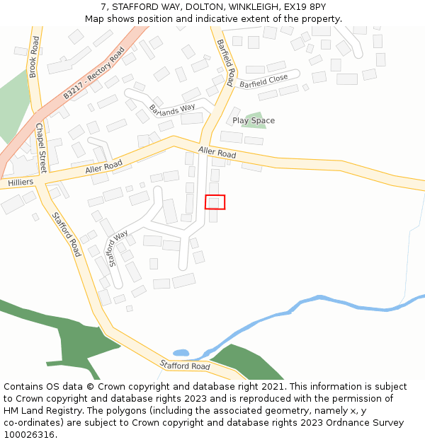 7, STAFFORD WAY, DOLTON, WINKLEIGH, EX19 8PY: Location map and indicative extent of plot