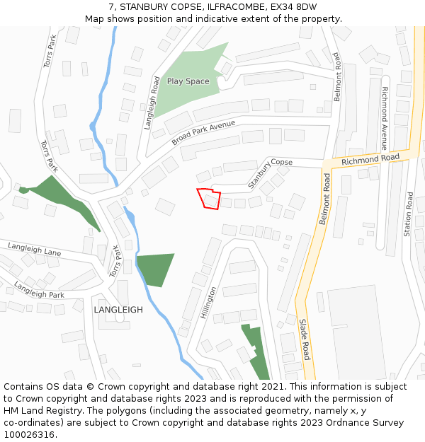 7, STANBURY COPSE, ILFRACOMBE, EX34 8DW: Location map and indicative extent of plot