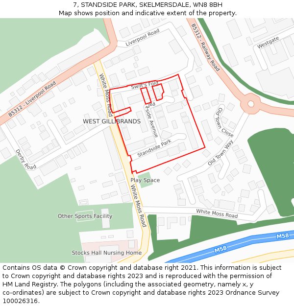 7, STANDSIDE PARK, SKELMERSDALE, WN8 8BH: Location map and indicative extent of plot