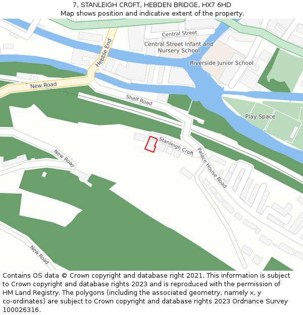 7, STANLEIGH CROFT, HEBDEN BRIDGE, HX7 6HD: Location map and indicative extent of plot