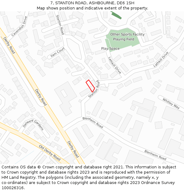 7, STANTON ROAD, ASHBOURNE, DE6 1SH: Location map and indicative extent of plot