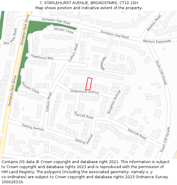 7, STAPLEHURST AVENUE, BROADSTAIRS, CT10 1SH: Location map and indicative extent of plot