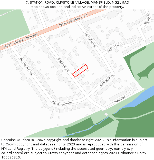 7, STATION ROAD, CLIPSTONE VILLAGE, MANSFIELD, NG21 9AQ: Location map and indicative extent of plot