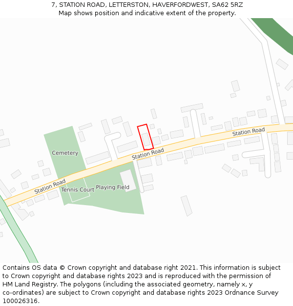 7, STATION ROAD, LETTERSTON, HAVERFORDWEST, SA62 5RZ: Location map and indicative extent of plot