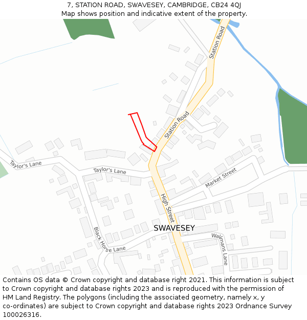 7, STATION ROAD, SWAVESEY, CAMBRIDGE, CB24 4QJ: Location map and indicative extent of plot
